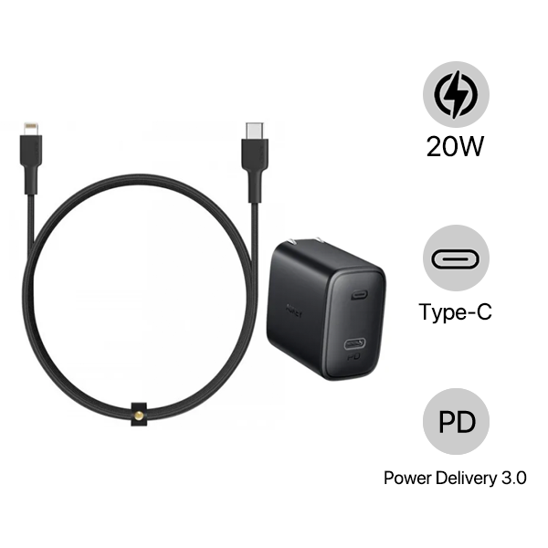 Bộ sạc nhanh Aukey 20W Type-C (Kèm cáp chuẩn MFi)