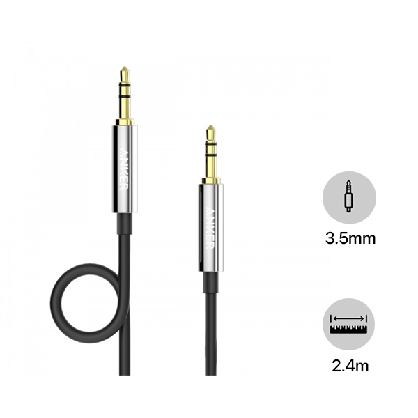 Cáp âm thanh Anker 3.5mm Sound Line 2.4m A8220BK
