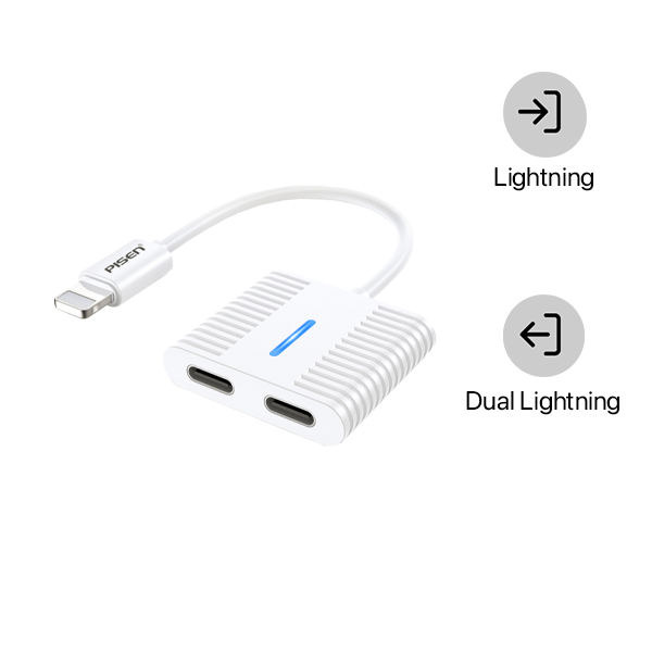 Cáp chuyển đổi Pisen 2 in 1 Dual Lightning