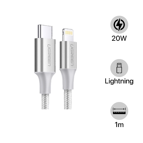 Cáp Type-C to Lightning 1m Ugreen MFi US304