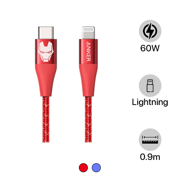 Cáp Type C to Lightning Anker Powerline III 0.9M phiên bản Marvel Qua Sử Dụng