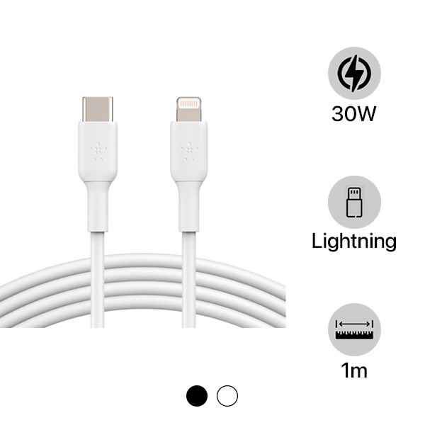 Cáp Type-C to Lightning Belkin 30W vỏ nhựa 1M
