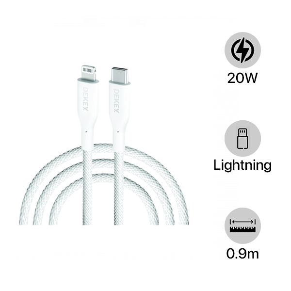 Cáp Type-C to Lightning Dekey MFi Power Pioneer 0.9m