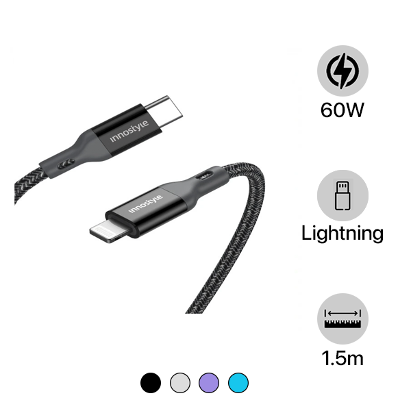 Cáp Type C to Lightning Innostyle Powerflex MFi 1.5M 20 30 60W