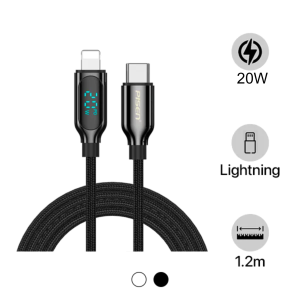 Cáp Type-C to Lightning Pisen đo công suất sạc 1.2m TC19