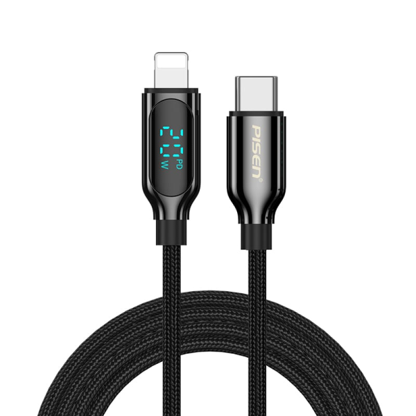 TC191200BK - Cáp Type-C to Lightning Pisen đo công suất sạc 1.2m TC19