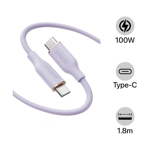 Cáp Type C to Type-C Anker 643 Flow 100W 1.8M Qua Sử Dụng