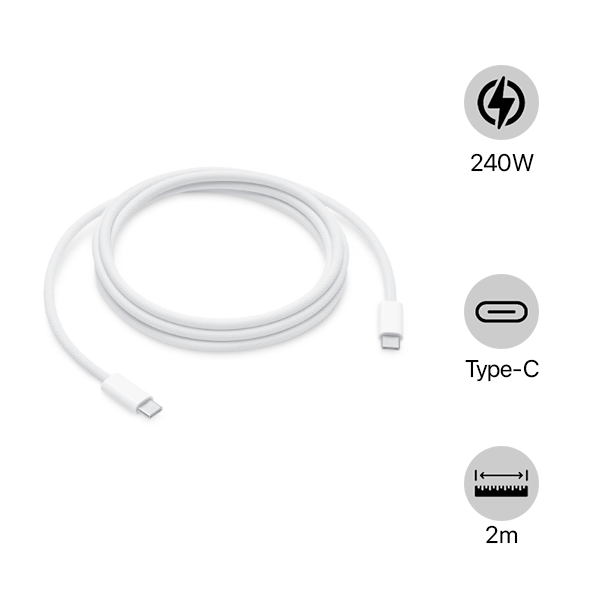 Cáp Type-C to Type-C Apple 2m dây dù 240W Chính Hãng MYQT3ZA