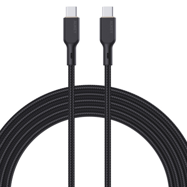 CB-KCC102-BLK - Cáp Type-C to Type-C Aukey 100W Bọc Dù Lõi Kevlar 1.8M