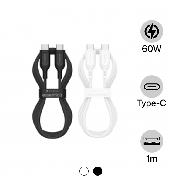 Cáp Type-C to Type-C Mophie Essentials 60W 1M