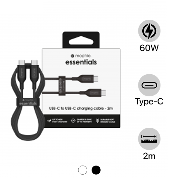 Cáp Type-C to Type-C Mophie Essentials 60W 2M