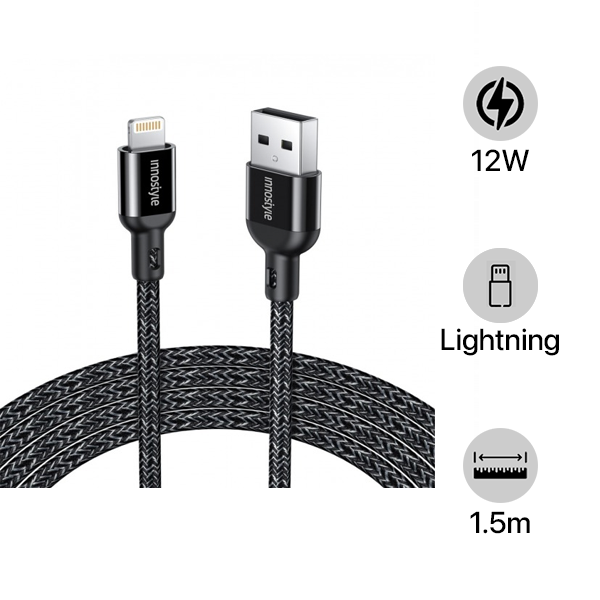 Cáp USB-A to Lightning Innostyle Powerflex MFi 1.5M 12W
