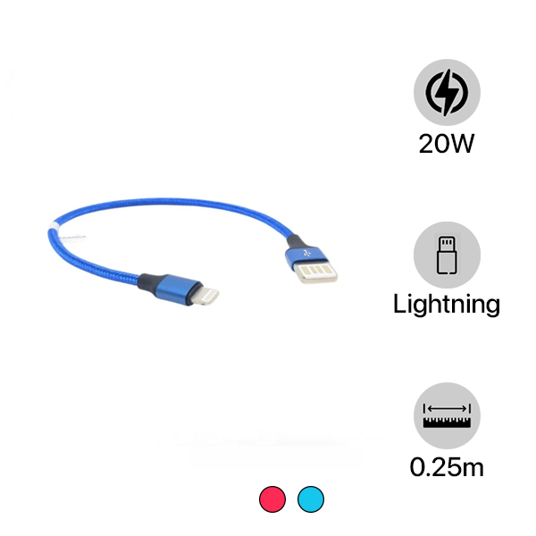 Cáp USB-A to Lightning Pisen Double Side Braided 250mm AL07