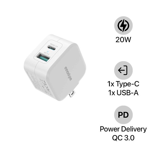 Cốc sạc 2 cổng Innostyle 20W PD QC Minigo Pro III