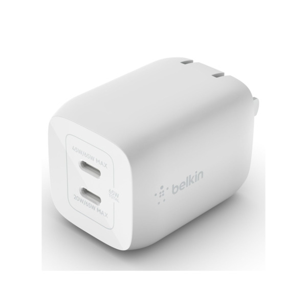 WCH013DQWH - Cốc sạc nhanh 2 cổng Belkin 65W Type-C PD PPS GaN