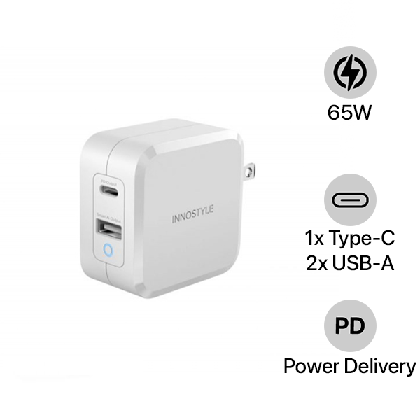 Cốc sạc nhanh 2 cổng Innostyle 65W GaN Zeni IC652PD