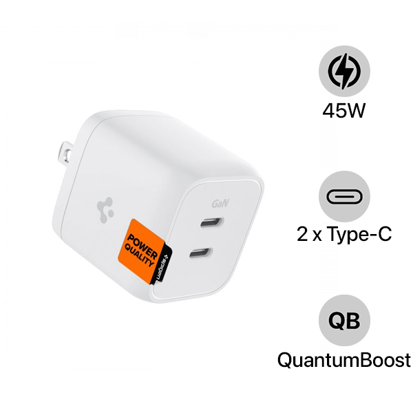 Cốc sạc nhanh 2 cổng Spigen 45W ArcStation Wall Charger