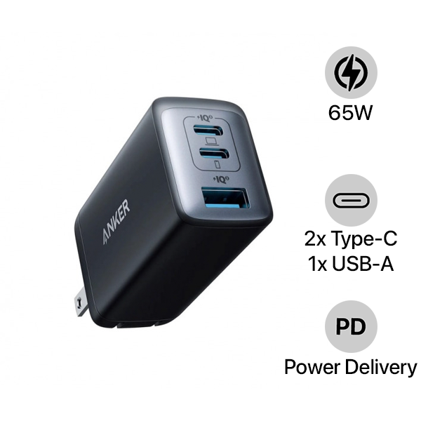 Cốc sạc nhanh Anker 65W 3 cổng PowerPort III A2667