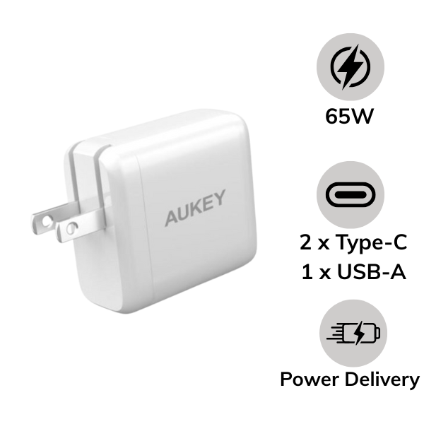 Cốc sạc nhanh Aukey 65W PD 3 cổng