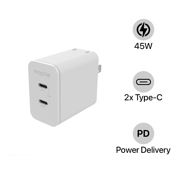 Cốc sạc nhanh Mophie 45W 2 cổng Type-C GaN