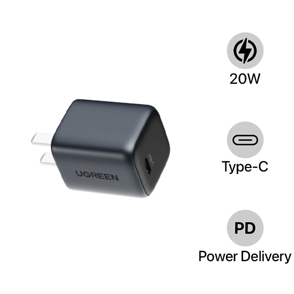 Cốc sạc nhanh Ugreen 20W Type-C PD GaN Fast Charger US
