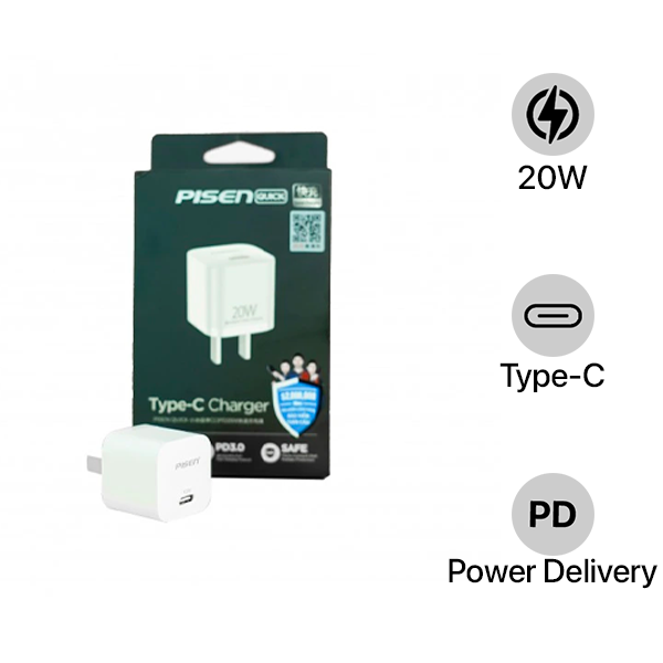 Cốc sạc Pisen 20W PD Type-C Mini Quick Ice Crystal