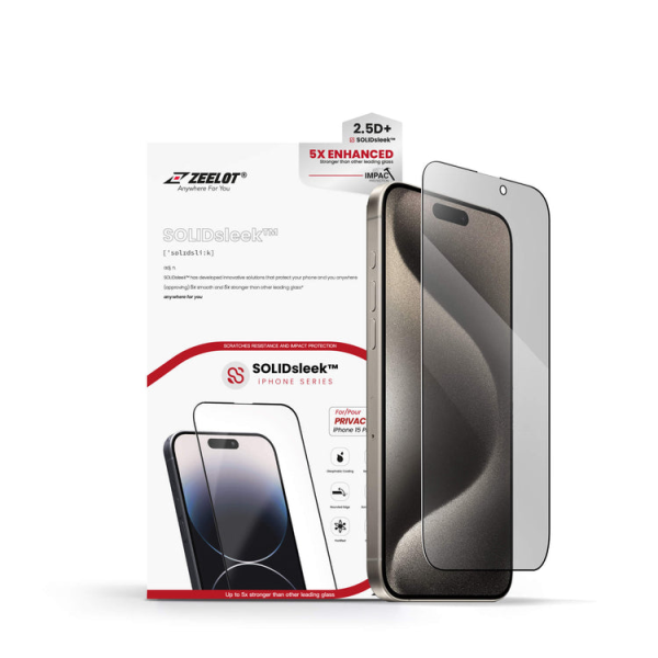 Cường lực chống nhìn trộm iPhone 15 Pro Zeelot Solidsleek