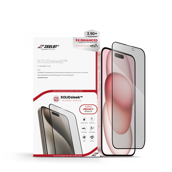 Cường lực chống nhìn trộm iPhone 16 Plus 15 Plus Zeelot Solidsleek