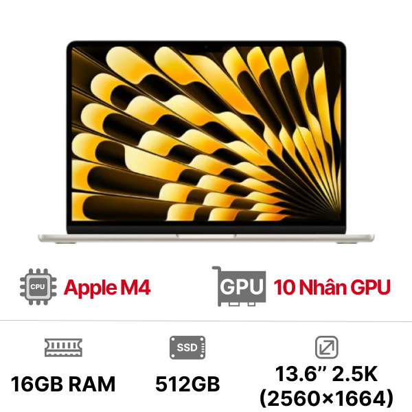 MacBook Air M4 13 inch 10GPU 10CPU 16GB 512GB - Chính Hãng VN