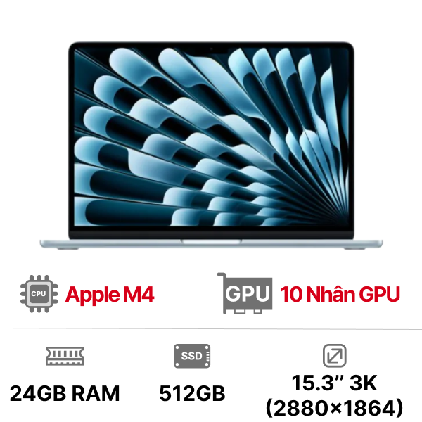 MacBook Air M4 15 inch 10GPU 10CPU 24GB 512GB - Chính Hãng VN