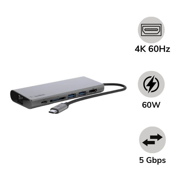 Hub chuyển đổi Belkin 6 in 1 Type-C Multimedia F4U092BTSGY
