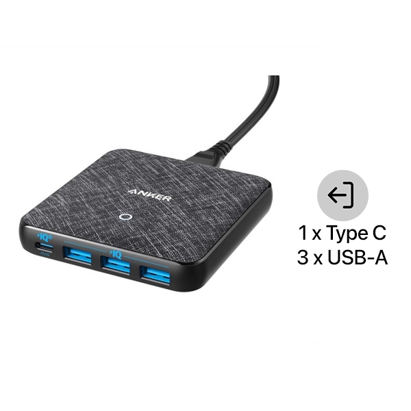 Hub sạc 4 cổng Anker PowerPort Atom III Slim 65W PIQ 3.0 & GaN A2045
