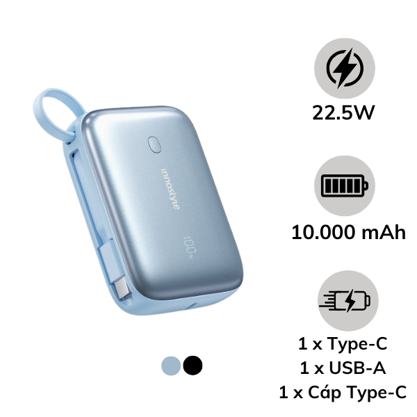 Pin sạc dự phòng Innostyle 10.000 mAh 22.5W PowerMini II Led