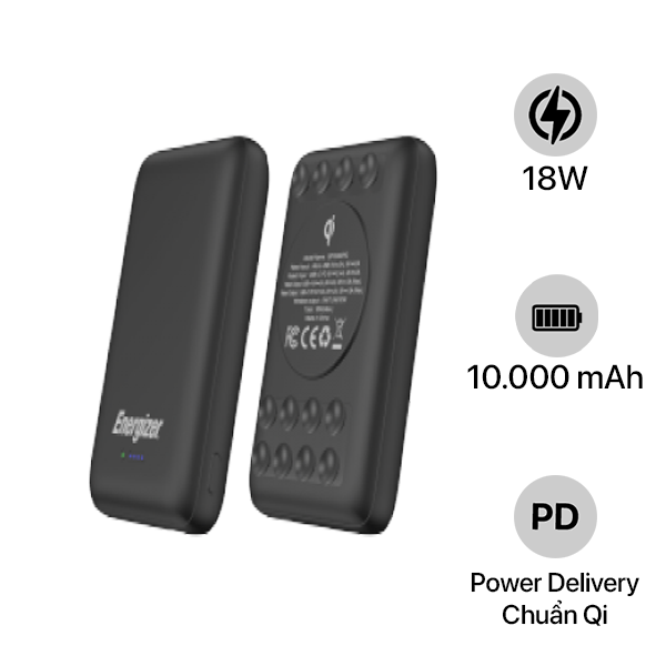 Pin sạc dự phòng không dây Energizer 10.000 mAh 18W PD QP10000PQ