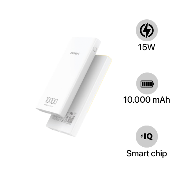 Pin sạc dự phòng Pisen 10.000 mAh 15W Mr White Ultra