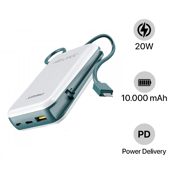 Pin sạc dự phòng Pisen 10.000mAh PD 20W Quick Qua Sử Dụng
