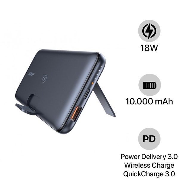 Pin sạc dự phòng tích hợp sạc không dây Aukey 10.000 mAh PB-WL02
