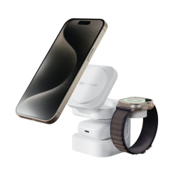 HJ3320WHGL - Đế sạc không dây HyperJuice Qi2 3 in 1 Magnetic Charging Stand