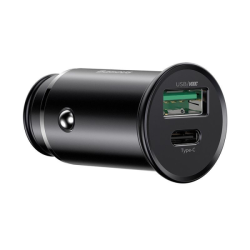 SACOTO30W - Tẩu sạc Oto 2 cổng Baseus Circular Metal USB-A + Type-C 30W PPS