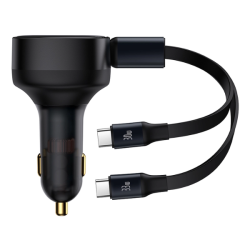 SACOTO33W - Tẩu sạc Oto 2 cổng Baseus Enjoyment Retractable kèm dây Type-C 33W