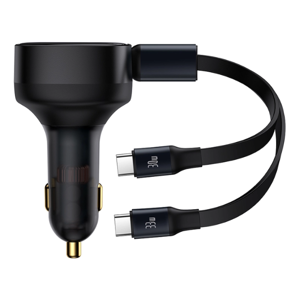 SACOTO33W - Tẩu sạc Oto 2 cổng Baseus Enjoyment Retractable kèm dây Type-C 33W