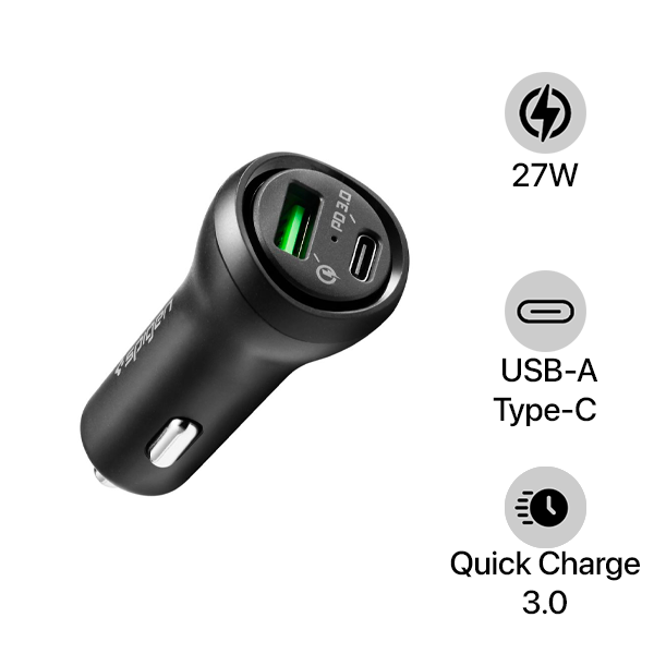 Tẩu sạc Oto 2 cổng Spigen 27W Type-C PD Steadiboost